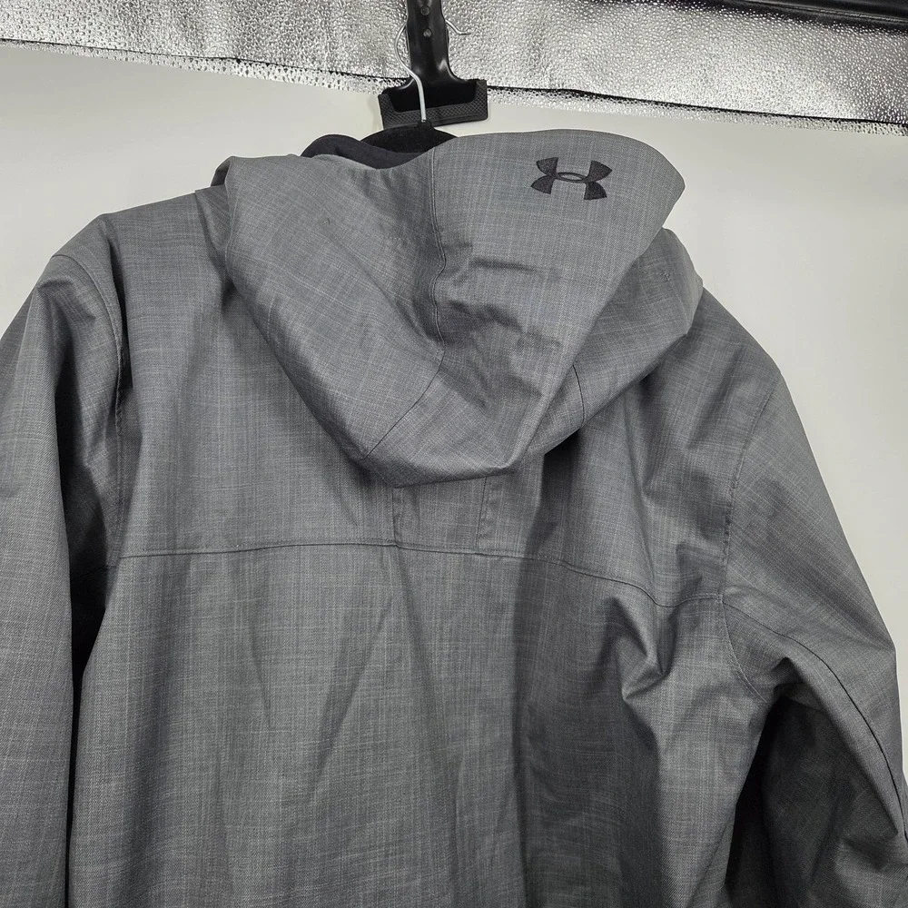 Under Armour Jacket Mens L Storm 2 Cold Gear Infared Gray Hooded Shell Fleece